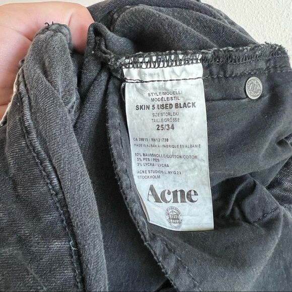 ACNE Studios Skin 5 Used Black Low Rise Skinny Leg Stretch Denim Jeans 25 - Picture 6 of 6